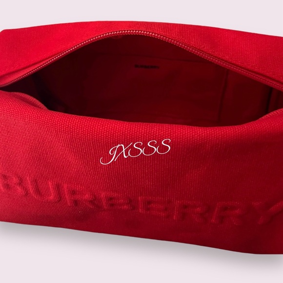 Red Burberry Beauty (Embossed) Makeup-Cosmetic Bag - Picture 6 of 11